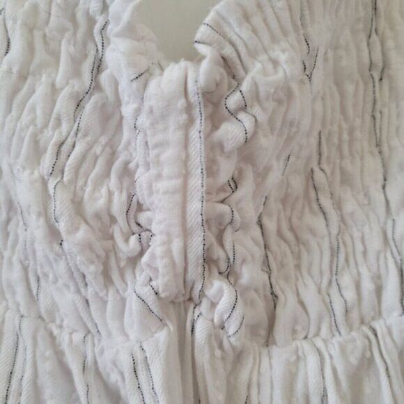 Volcom Medium Strappy white tank Cami Fair Lady Top Cotton Blend ruched tie EUC - Picture 4 of 8